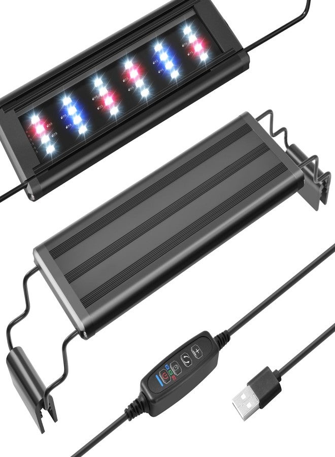 FEDOUR USB Mini Aquarium LED Light, Full Spectrum Aquarium Light with Extendable Brackets, Adjustable Aquarium Plant Light with External Controller, for Freshwater Tank (8-13in) - Image 1